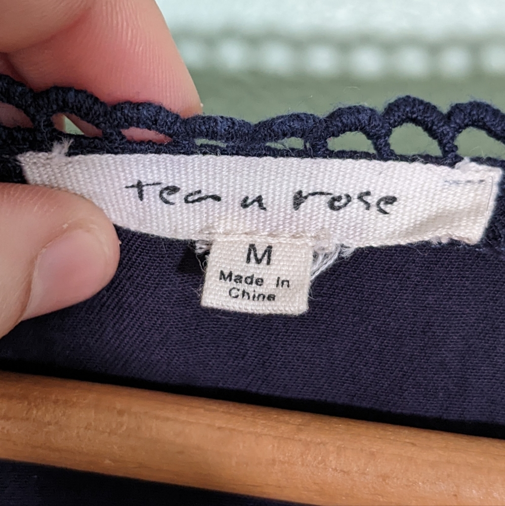 5/$18 Tea n Rose Embroidered Trim Blouse - Picture 10 of 12